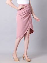 Exude Dramatic Drape, Draped wrap skirt (Dusty Pink)